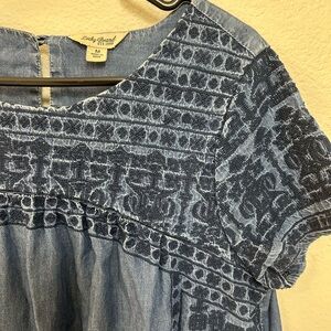 Lucky Brand Embroidered chambray dress